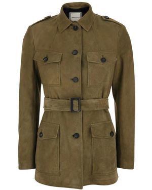 Tagliatore Einreihige Lederjacke - Grün