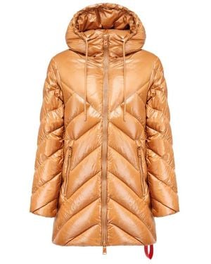 AFTER LABEL Stilvolle und essentielle lange daunenjacke - Orange