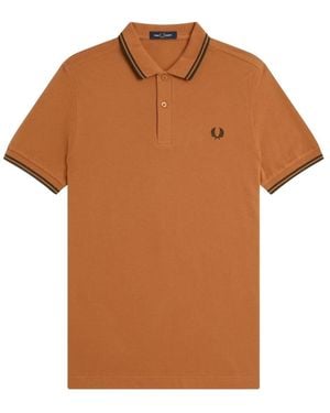 Fred Perry Polo classica con doppia righe - Marrone