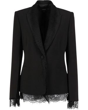 Twinset Jassen ,Zwart ,Leer Giacca Con Pizzo