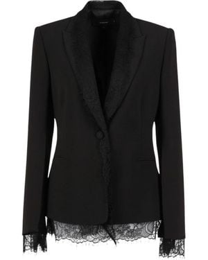 Twinset Jassen ,Zwart ,Leer Giacca Con Pizzo