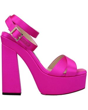 Jimmy Choo Roze Satijnen Hoge Hak Sandaal