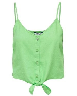 ONLY Tops ,Groen ,Linnen Linnen V-Hals Top Zomer Groen