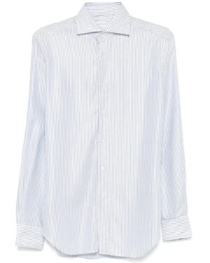 Xacus Overhemden ,Blauw ,Blauw Gestreept Overhemd - Wit