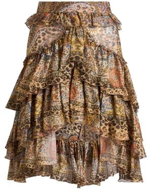 Etro Rokken ,Bruin ,Chiffon Korte Rok Met Hoge Taille