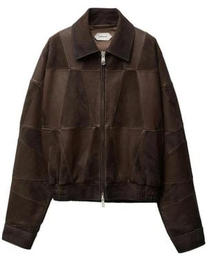 Versace Geometrische Patchwork-Wildleder-Bomberjacke - Braun