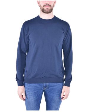 Blauer Baumwoll-rundhalspullover mit verblasstem effekt - Blau