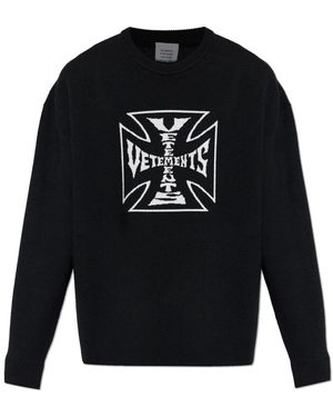 Vetements Wollpullover Mit Rundhalsausschnitt - Schwarz