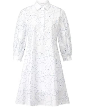 ROSSO35 Blumig Besticktes Kleid - Weiß