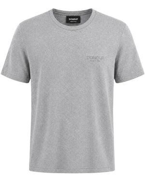 Dondup Tops ,Grijs ,Katoen T-Shirt Met Ronde Hals, Regular Fit