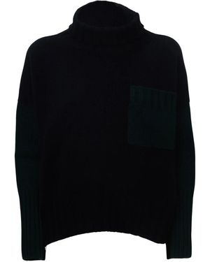 Be You Rollkragenpullover Mit Kontrastfarbener Brusttasche - Schwarz
