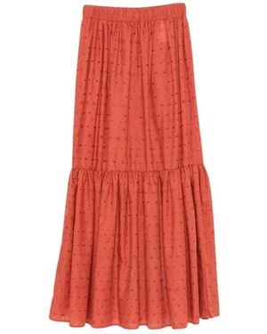 Jijil 0206 Langes Makramee-Kleid - Rot
