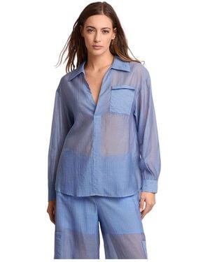Kocca Lässige, Schicke, Leicht Transparente Bluse - Blau