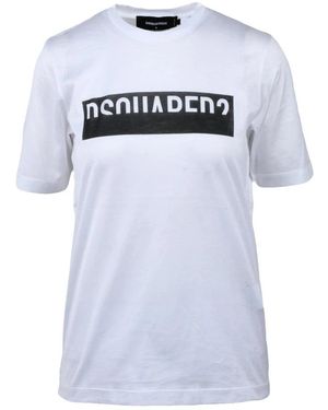 DSquared² Tops ,Wit ,Katoen T-Shirts - Blauw