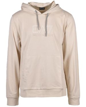 EA7 Hoodies & Sweatvesten ,Katoen Hooded Sweatshirt - Naturel