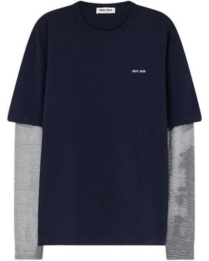 Miu Miu Round-Neck Knitwear - Blue