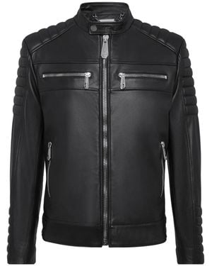 Philipp Plein Jassen ,Zwart ,Leer Leren Moto Jack