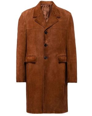 Prada Single-Breasted Coats - Brown
