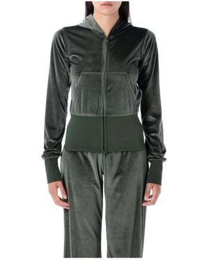 Balenciaga Bistretch Velvet Zip-Up Hoodie - Groen