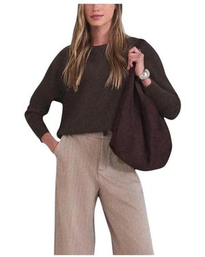 Street One Truien & Vesten ,Bruin ,Viscose Sweatshirt Met Geribbelde Manchetten En Zoom