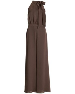 Swing Jumpsuit Mit Schluppe Aus Gehämmertem Satin - Braun