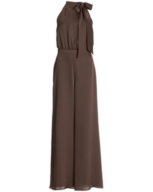 Swing Jumpsuit Met Strik Van Gehamerde Satijn - Bruin