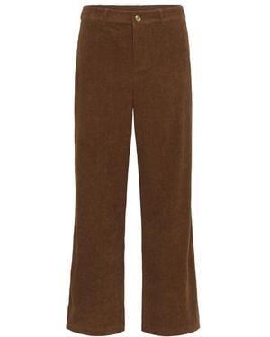 Cream Wide Trousers - Brown