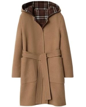 Burberry Hooded Wrap Jas Kameel Stijl - Bruin