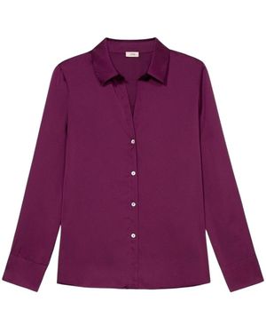 Oltre Overhemden ,Paars ,Satijn Satijnen Overhemd