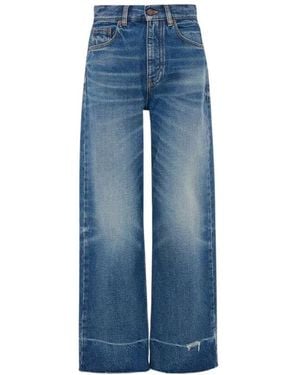 Chloé Jeans ,Blauw ,Katoen Faded Frayed-Hem Bootcut Jeans