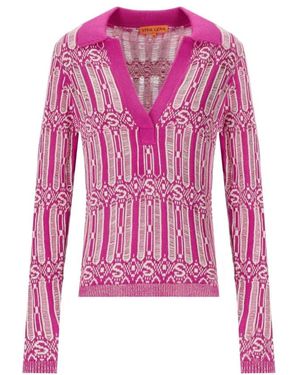 Stine Goya Truien & Vesten ,Roze ,Katoen Fuchsia Logo Motif Sweater