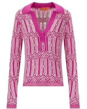 Stine Goya Truien & Vesten ,Roze ,Katoen Fuchsia Logo Motif Sweater