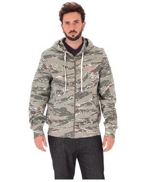 DIESEL Hoodies & Sweatvesten ,Groen ,Katoen Camouflage Zip-Through Hoodie - Grijs