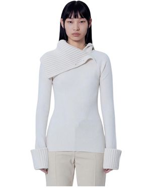 Sportmax Truien & Vesten ,Wit ,Gebreide Trui Met Ronde Hals - Grijs