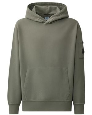 C.P. Company Brushed Fleece Hooded Lens Sweatshirt - Groen