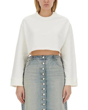 Courreges Cocoon Fleece Cropped Sweater - Wit