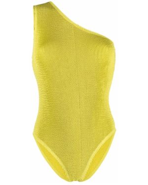 Bottega Veneta Plissé One-Shoulder Badpak - Geel