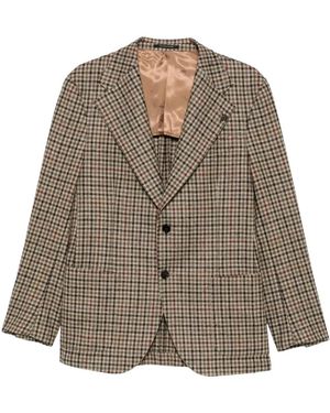 Gabriele Pasini Blazer Met Ruitpatroon En Punt Revers - Bruin