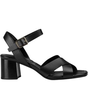 Doucal's Schoenen ,Zwart ,Leer Sandalen Met Gekruiste Bandjes En Hoge Hak