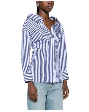 Givenchy Gestreiftes Hemd Mit Schlitzen Aus Popeline - Blau
