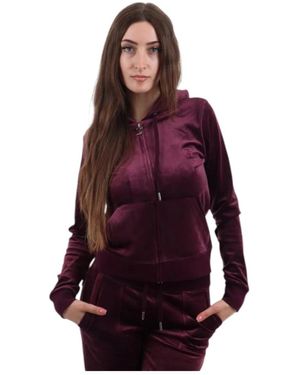 Juicy Couture Hoodies & Sweatvesten ,Paars ,Polyester Cotton Velvet Hoodie - Rood