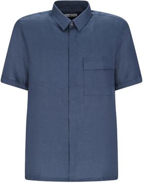PT Torino Stijlvolle Gepatchte Overhemd - Blauw