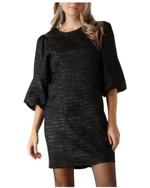 Minus Kleedjes ,Zwart ,Polyester Elegante Zwarte Korte Jurk