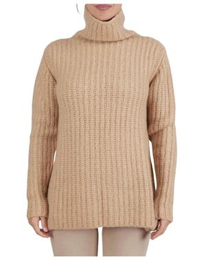 Kiton Textured Cashmere Silk Turtle Neck Sweater - Naturel