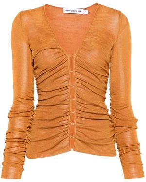 Self-Portrait Viscose Knitted Top - Orange