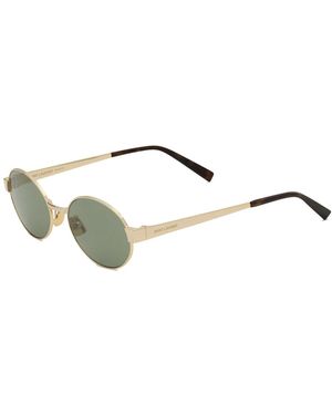 Saint Laurent Accessoires ,Geel ,Nylon Sl 692 Zonnebril Met Ovaal Montuur - Metallic