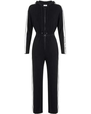 Elisabetta Franchi Tweekleurige Gebreide Jumpsuit Met Logo - Zwart