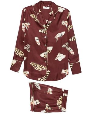 Olivia Von Halle Nachtkleding ,Bruin ,Alba Pyjama Set - Rood