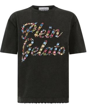 Philipp Plein Tops ,Zwart ,Katoen Fit T-Shirt Gelato Stones