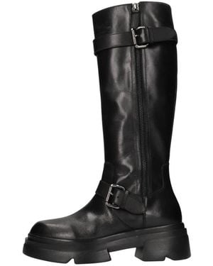 Emanuélle Vee Schoenen ,Zwart ,Leer Hero 809-13 Hoge Laars